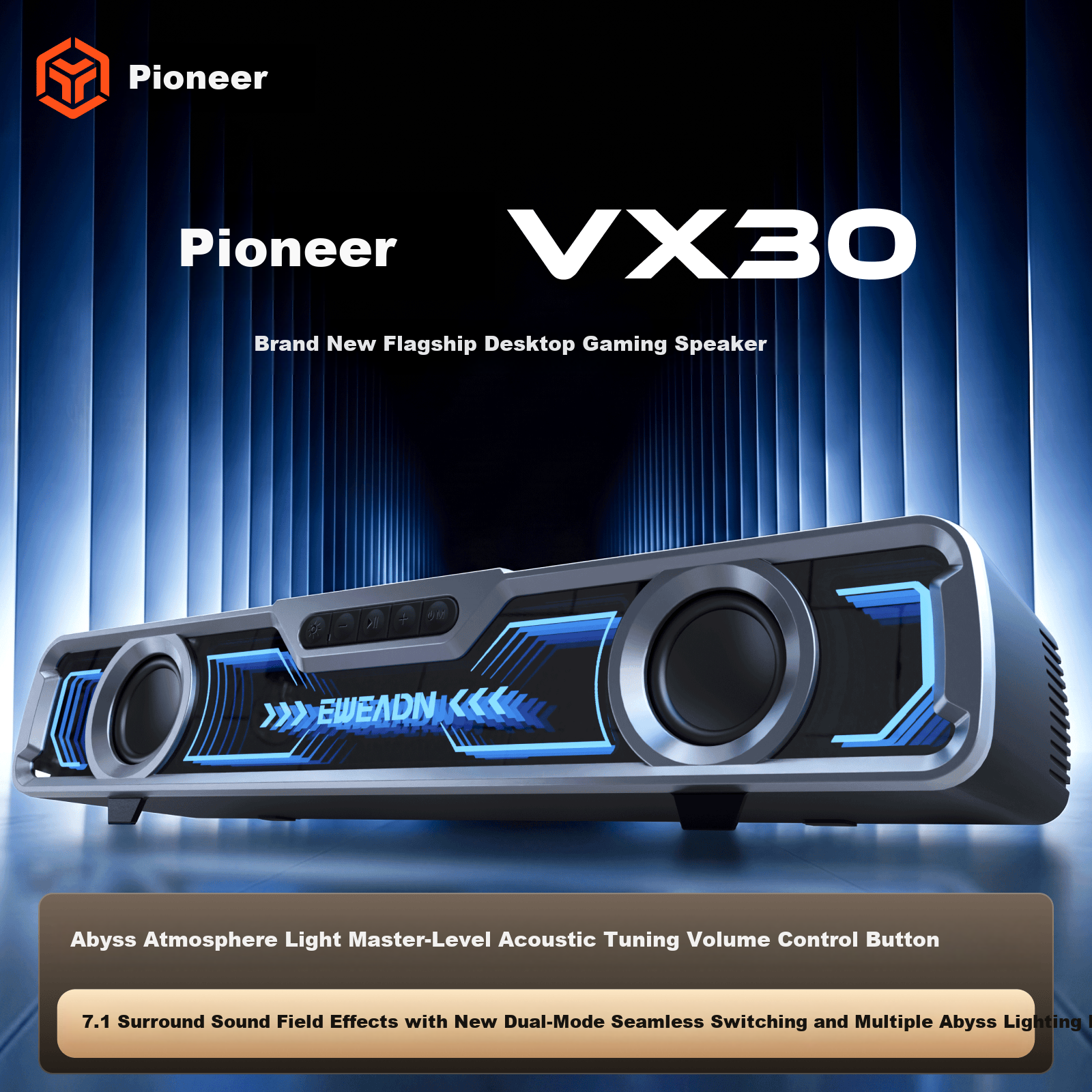 EWEADN VX30 Gaming Speaker Bluetooth Computer Desktop Speaker 7.1 Surround Sound Wired Home Desktop Subwoofer with Built-in Microphone