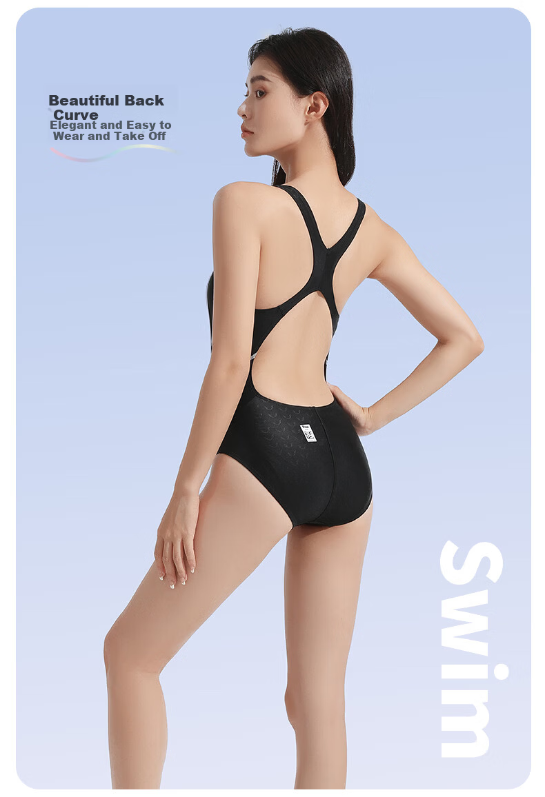Hosa Women's Competitive One-Piece Triangle Swimsuit Slimming Tummy Control Backless Professional Training Swimwear for Hot Springs 8