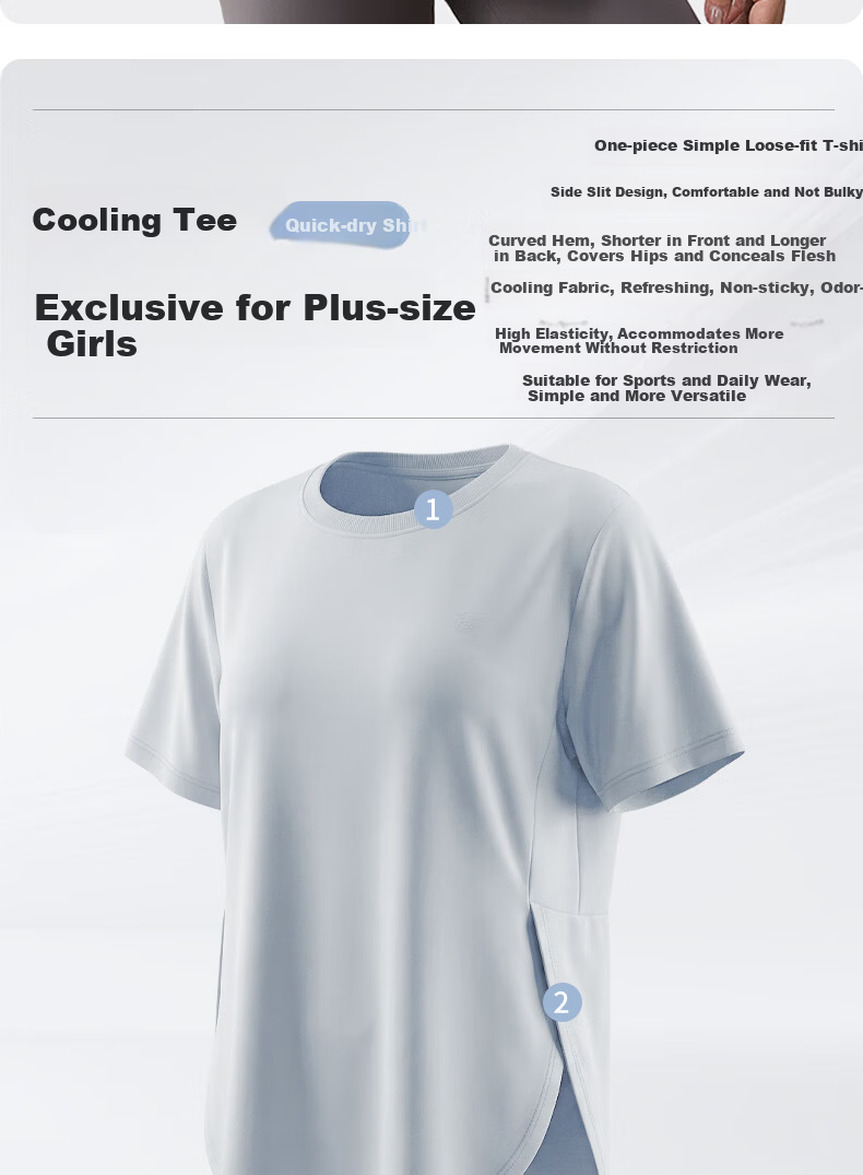 Xueqiman Plus Size Women's Loose Slimming Sports T-Shirt Quick-Dry Breathable Yoga Pilates Fitness Training Short Sleeve 2