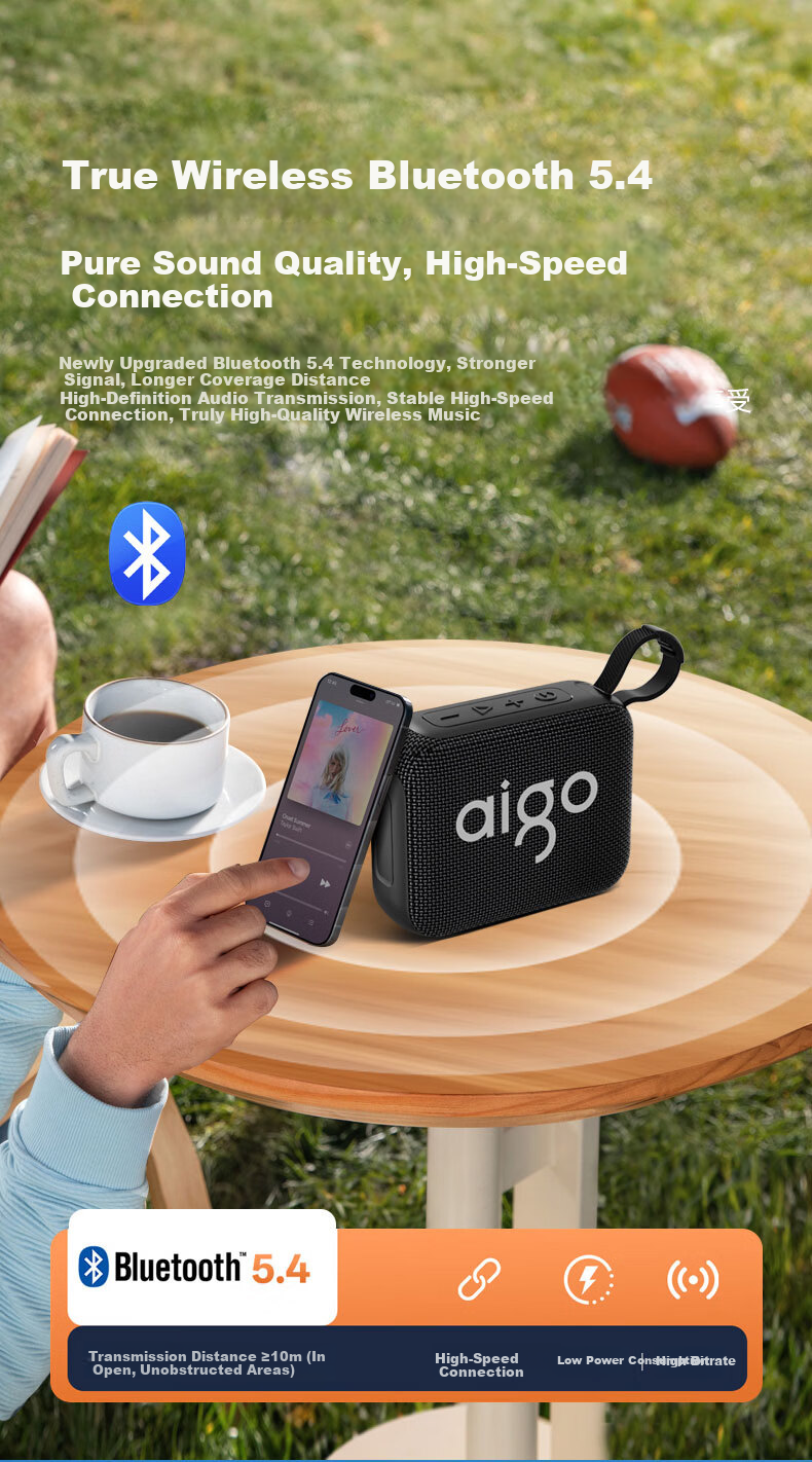 Aiguozhe T39 Upgraded Version, Bluetooth Speaker for Home And Desktop Use, Deep Bass Mini Portable Outdoor High-Volume Colorful Light Show, Long Battery Life, Waterproof Subwoofer, Royal Blue Color 4