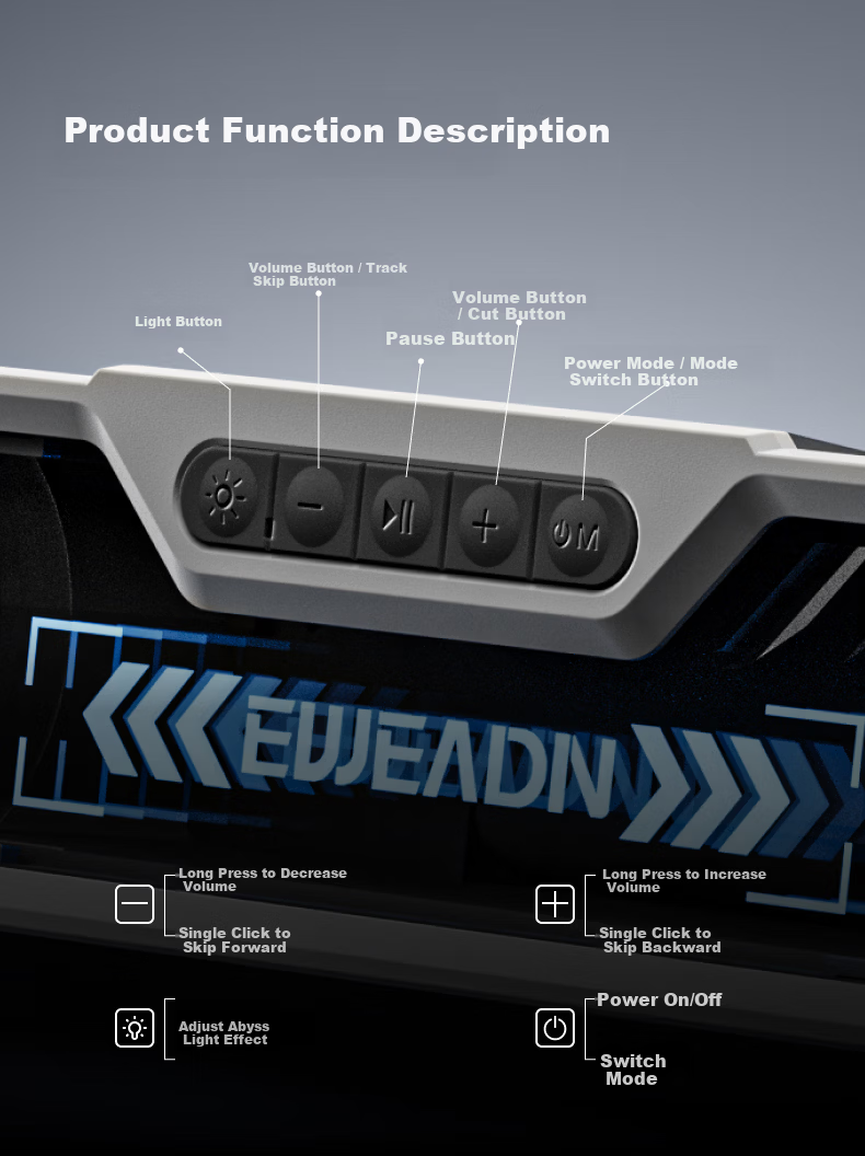 EWEADN VX30 Gaming Speaker Bluetooth Computer Desktop Speaker 7.1 Surround Sound Wired Home Desktop Subwoofer with Built-in Microphone 8