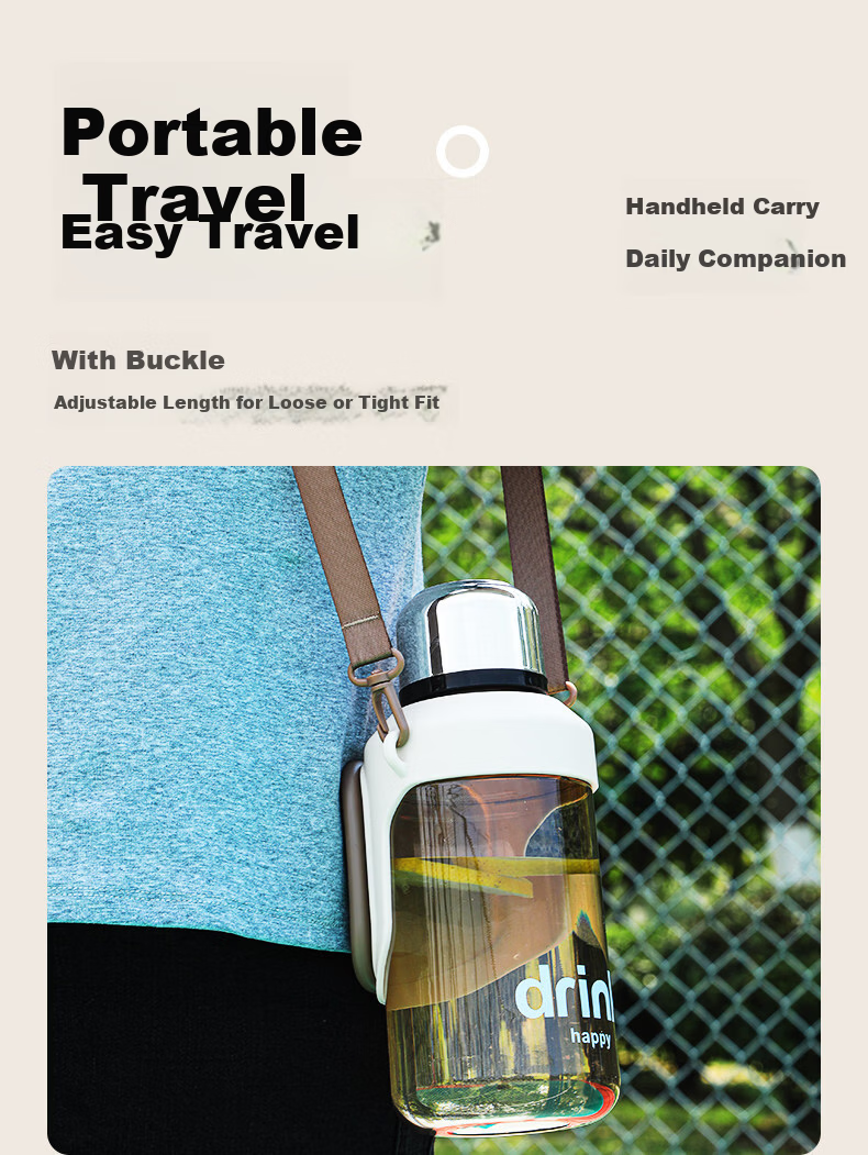 ZhaiQingSong Ton Cup Large Capacity Plastic Water Bottle High Temperature Resistant Handle Portable Sports Outdoor Water Bottle 1200ML 4