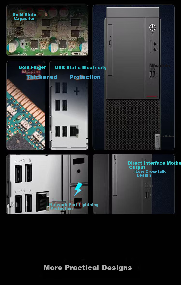 Lenovo Kaitian M70z G2t Xinchuang Desktop Zhaoxin KX-U6980S Domestic Desktop Computer Commercial Office Kirin System PC 8GB RAM 512GB SSD HOT 3