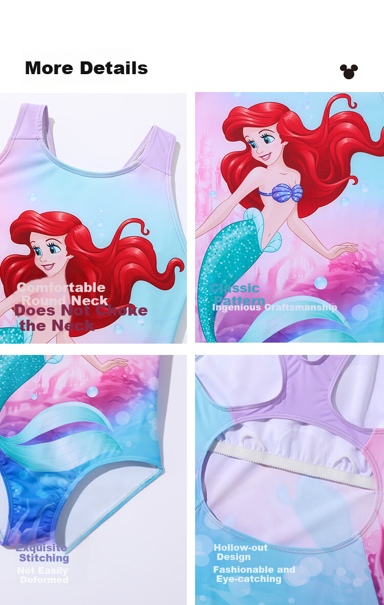 Disney Girls' Professional Training Competitive One-Piece Swimsuit D36667SB2G Mermaid 130 5