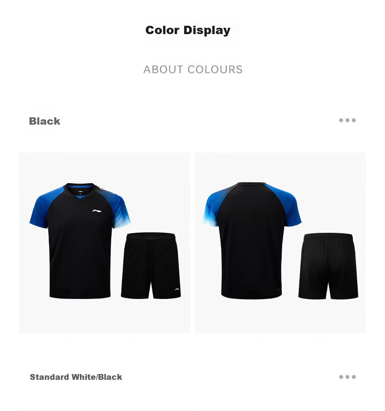 LI-NING Badminton Short Sleeve Set Unisex Two-Piece Competition Training Sportswear White/Black XL 11
