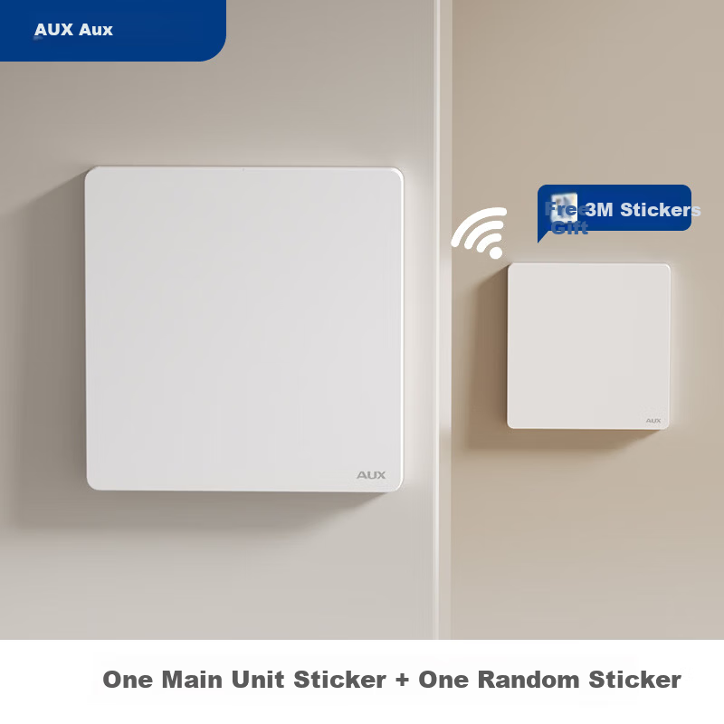 AUX Wireless Switch Wireless Dual Control Smart Remote Control Adhesive Home Mother-Child Panel Light Controller White Single-Gang + Adhesive Sticker