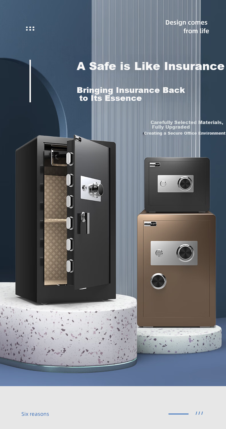 ONNAIS Home Small Mechanical Combination Lock Safe Office Large All-Steel Anti-Theft Pry-Resistant Wall-Insertable Safe 45CM - Premium Black Mechanical Combination 1