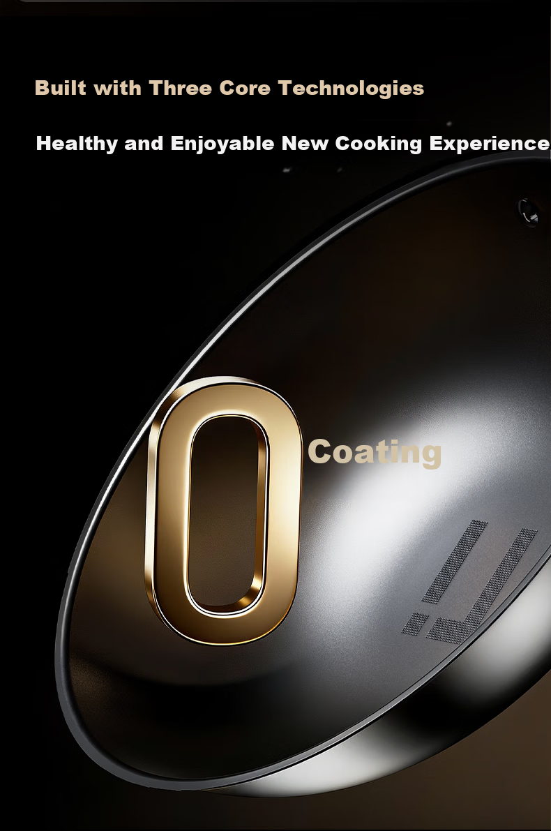 Sanhe 0-Coating Ultra-Fire Pure Titanium Frying Pan 28cm with Lid Non-Slip Base for 2-3 People Offline Model GC28F3 + Cling Film 12