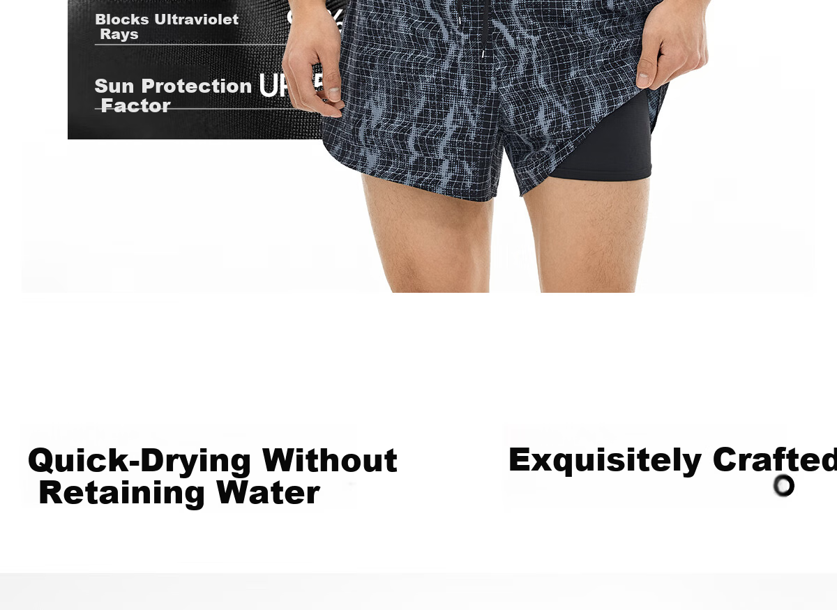 PUMA Men's Two-in-One Quick-Dry Hydrophobic Yarn Sun-Protective Plaid Drawstring Chlorine-Resistant Beach Swim Shorts 9