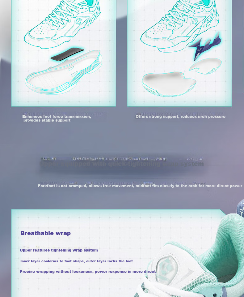 KUMPOO Badminton Shoes Anti-Twist Non-Slip Shock Absorption Competition Sports Shoes G76PRO Dolphin Blue Size 35 8