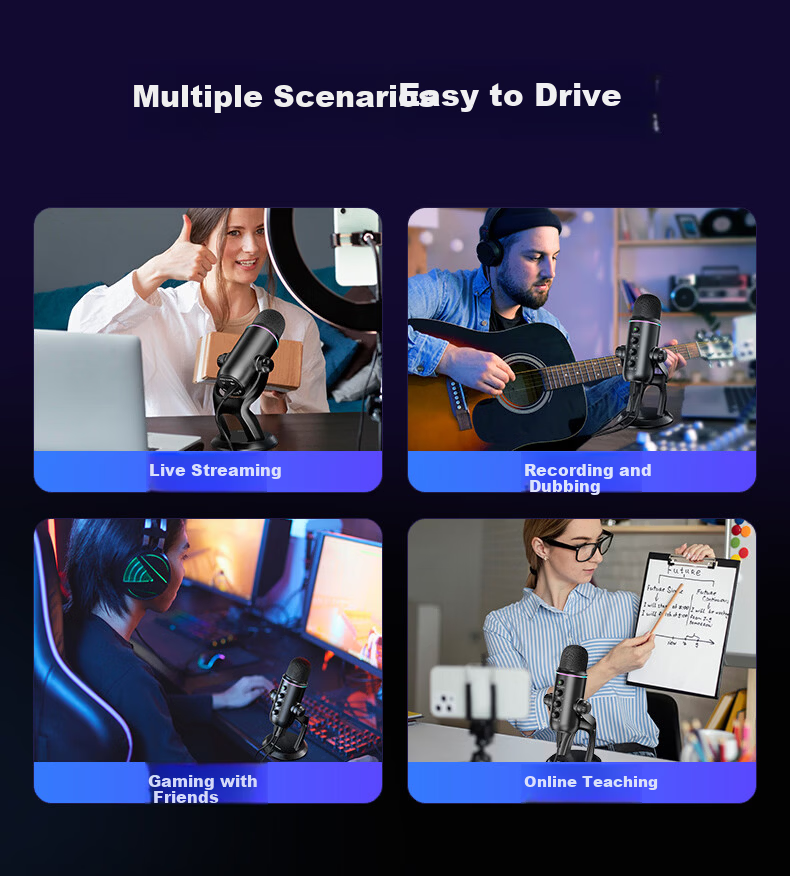 Good Shepherd USB Desktop Microphone Gaming Live Streaming Condenser Microphone for PC Mobile Karaoke Voiceover Noise-Canceling Recording Mic 2
