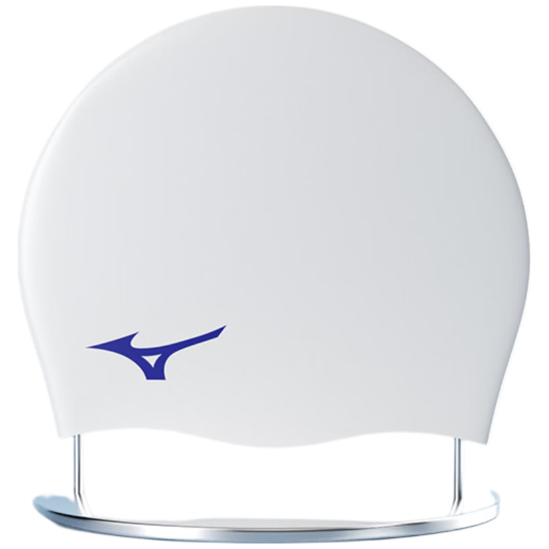 MIZUNO Swimming Cap for Men And Women, Adult Waterproof Cap with Ear Protection And Non-Constricting Design for Long Hair, Professional Silicone Cap N2CW1S02 White