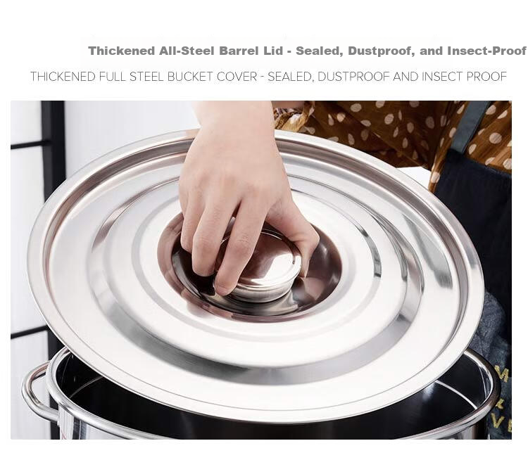 Universal 304 Stainless Steel Soup Pot 30x30cm with Lid Commercial Stew Bone Pot Braised Meat Marinade Bucket Rice Bucket Oil Bucket Large Soup Pot 2