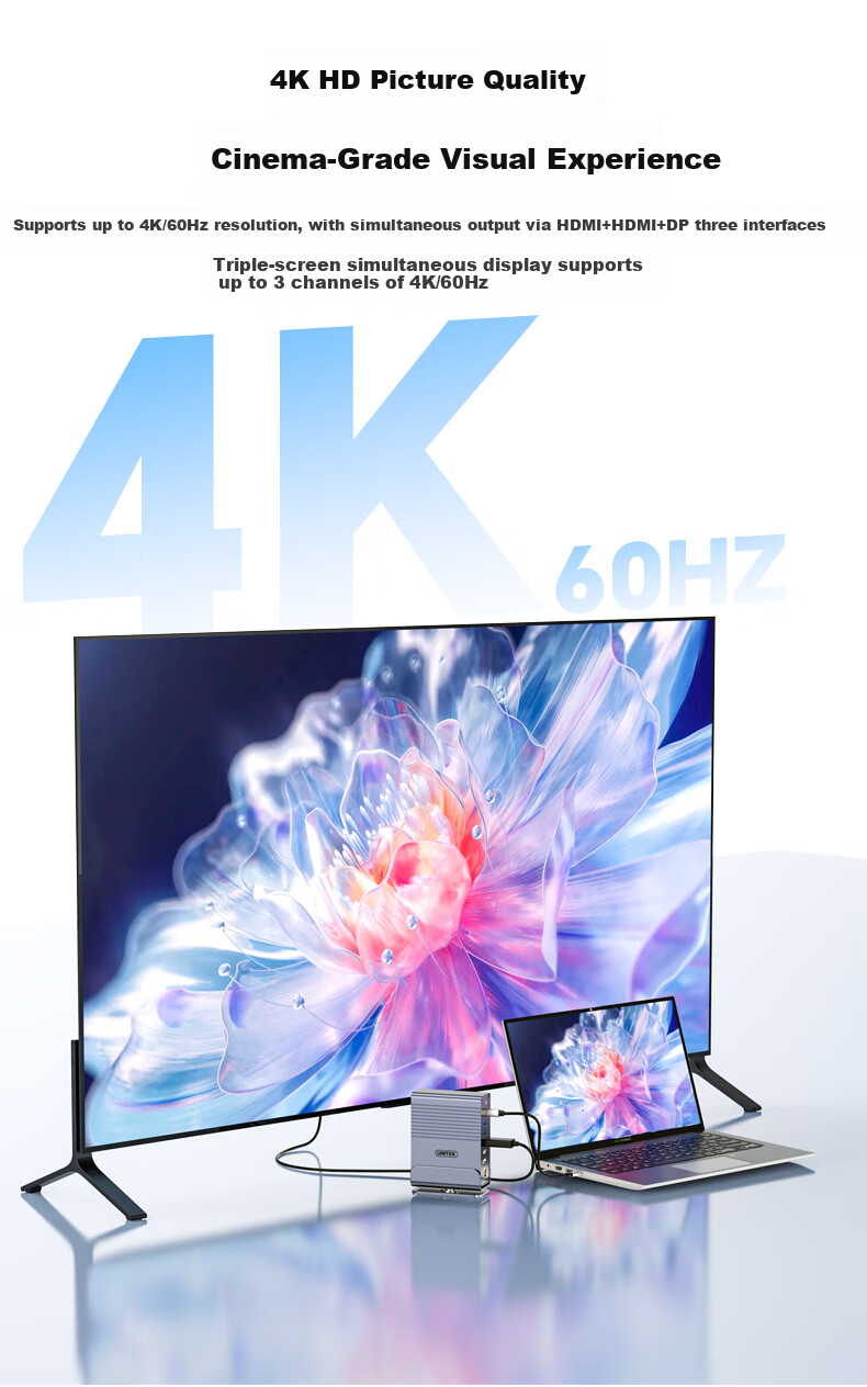 Superior Desktop Docking Station Type-C to Dual HDMI/DP Quad Display 4K60Hz High-Definition Expansion Card Reader Gigabit Ethernet Multi-Function Vertical Dock Compatible with Mac 11