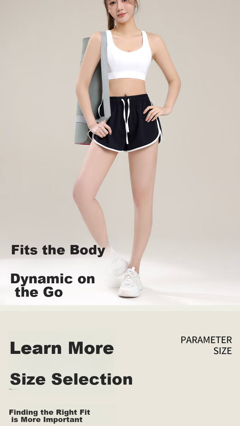Women's Casual Sports Shorts Spring Summer New Drawstring Color-Block Hot Pants Fashion Versatile Wide-Leg Slimming Bermuda Yoga Shorts 1