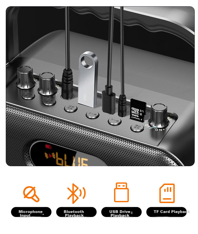Jinzheng S18 Wireless Bluetooth Speaker Outdoor High Volume Square Dance Sound Portable Handheld Stall Music Player Deep Bass Long Battery Life 18