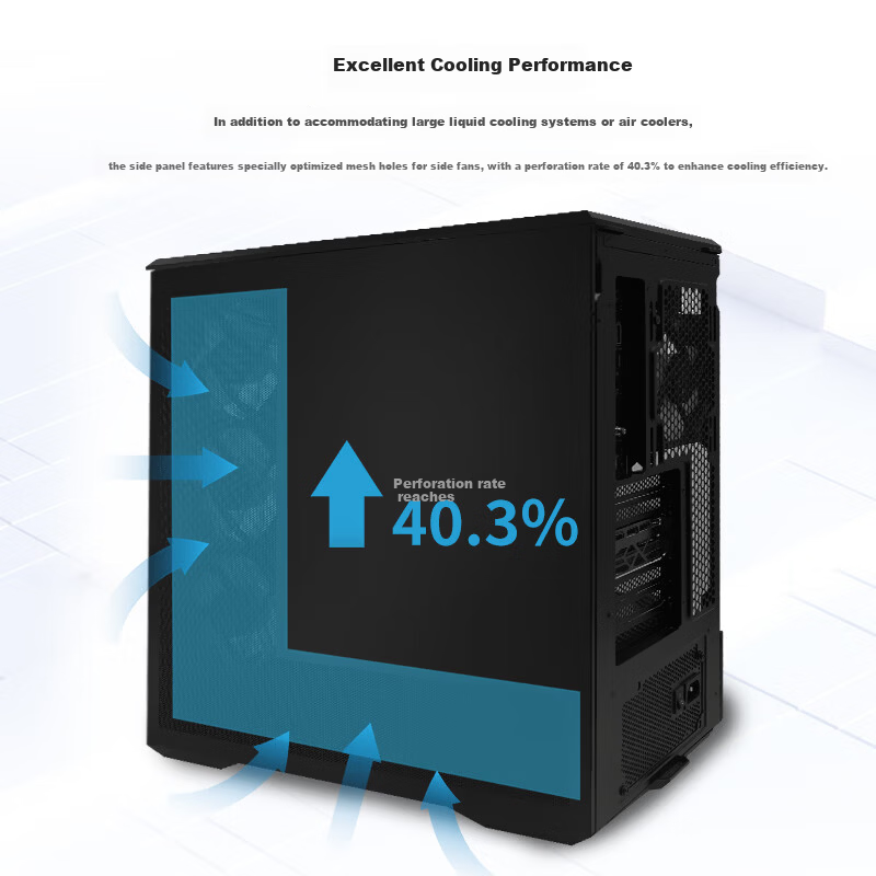 LIANLI Lianli Fengyi V100 MINI PC Case without Fans Seaview Black / Supports M-ATX Motherboard / 360mm Water Cooling / Pre-installed GPU Bracket