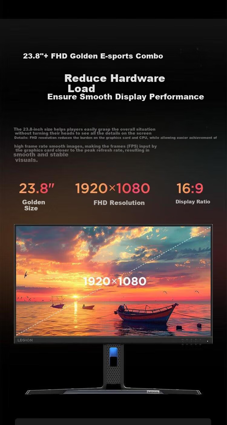 Lenovo 23.8-Inch 180Hz High Refresh Rate Gaming Monitor IPS Panel 1ms GTG Dual Interface Height Adjustable Rotatable Low Blue Light 99% SRGB Computer Display R24e 4