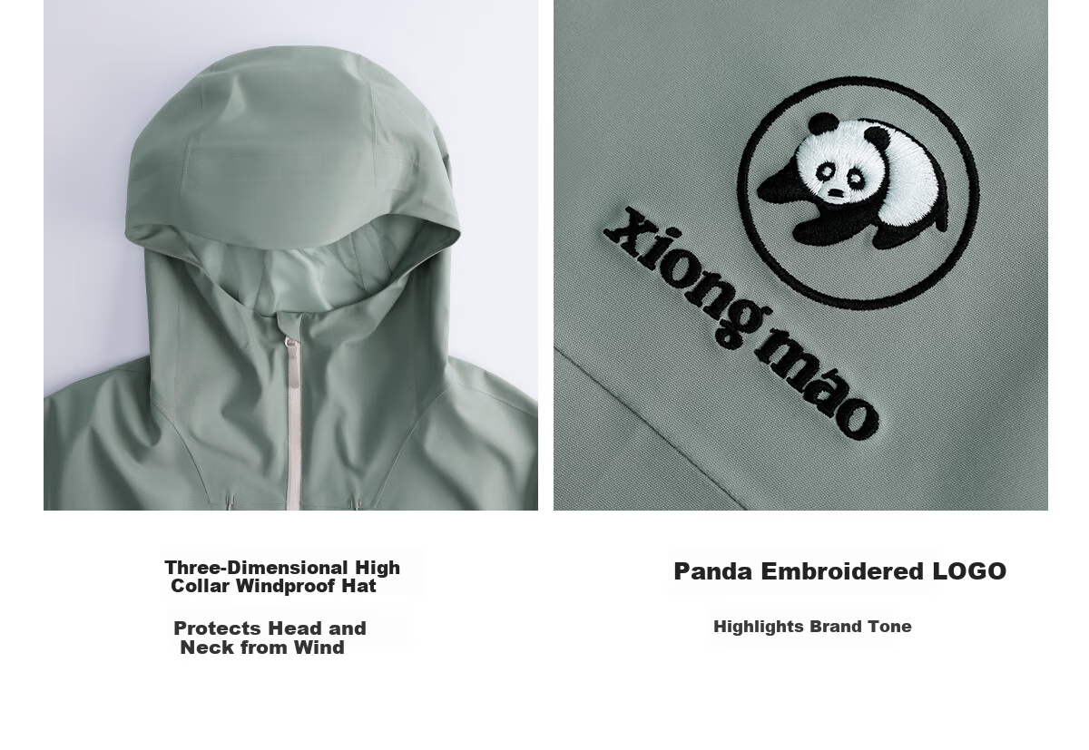 Panda Windproof and Rainproof Jacket Unisex 2026 Spring Summer Heavy Rain Waterproof Durable Outdoor Hiking Mountaineering Coat B076 39