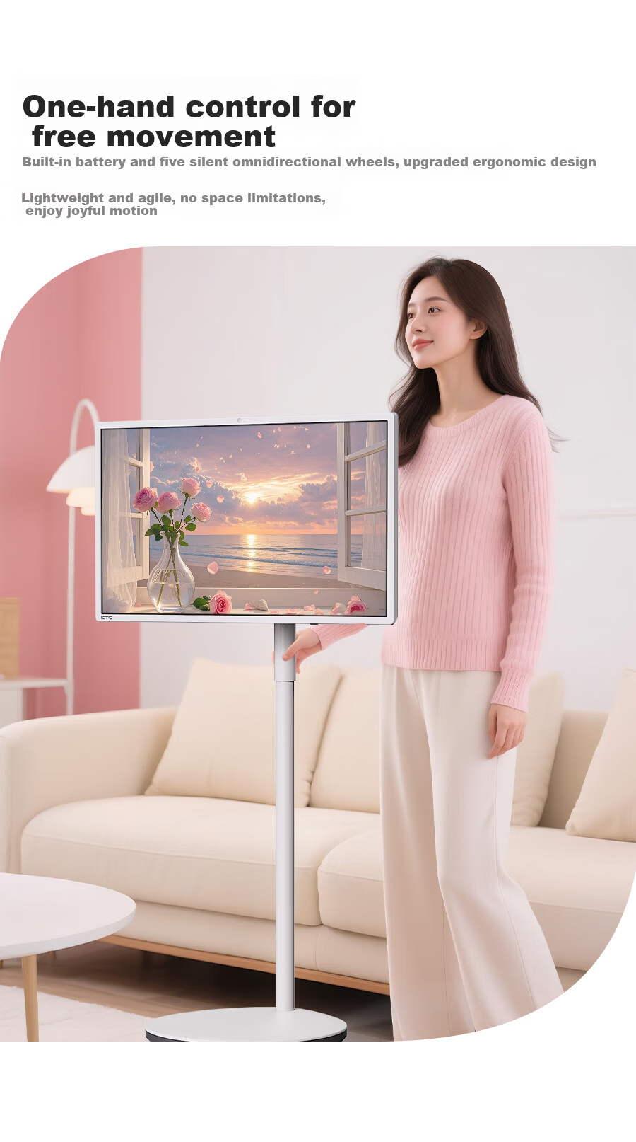 KTC 32-inch 4K 8GB+128GB Bestie Machine Flexible Screen Rhein Eye Protection Certified AI Voice Wireless Casting Remote Control Lift Rotating Mobile Screen A32Q7s 7