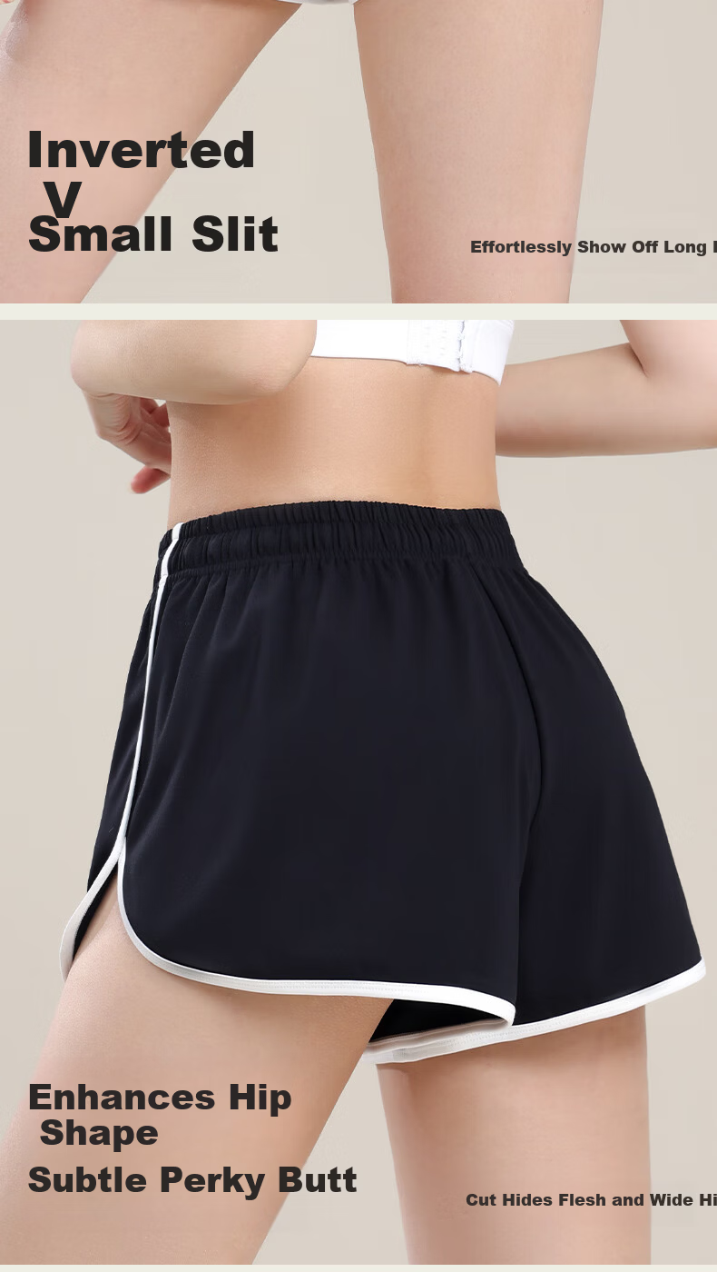 Women's Casual Sports Shorts Spring Summer New Drawstring Color-Block Hot Pants Fashion Versatile Wide-Leg Slimming Bermuda Yoga Shorts 4