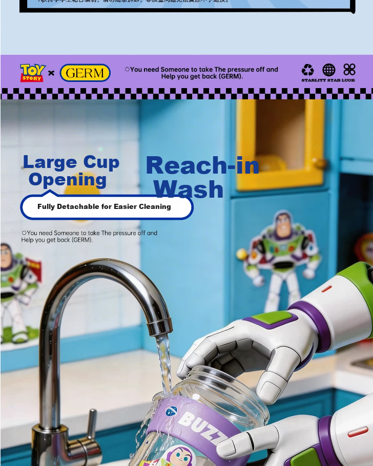 Germ Germ Gemi Toy Story Kids Purple Sports Portable Cloud Travel Cup (Buzz Lightyear) 14