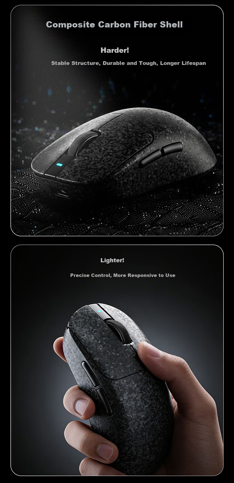 AJAZZ T520AI Wireless Mouse, Carbon Fiber Lightweight Gaming Mouse, Star Flash Three-Mode Connection, Comfortable Feel, Delicate Texture, Blue 3