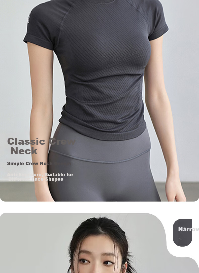 Xueqiman Women's Yoga Short Sleeve Top Tight Fit Stretch Quick-Dry Breathable T-Shirt Professional Pilates Fitness Running Training 5