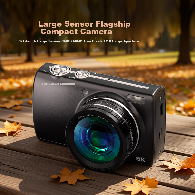SONGDIAN VE418 Digital Camera HD Large Sensor Vlog Travel Dedicated Full-Color Night Vision Entry-Level CCD Touchscreen Compact Starry Black + 32GB Memory