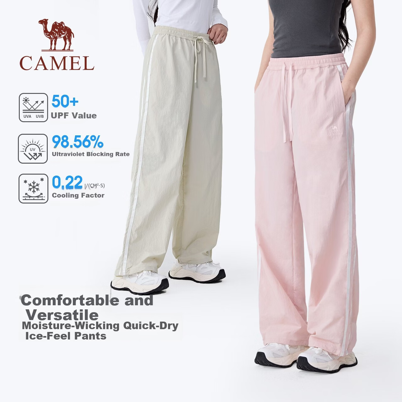 CAMEL Outdoor Sun Protection Straight-Leg Pants 2026 Spring Summer New Women's Moisture-Wicking Quick-Dry Lightweight Breathable Trousers 8171