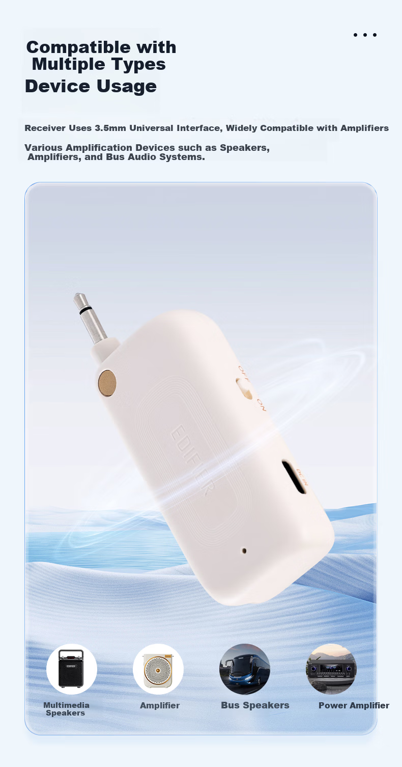 EDIFIER MK10 Wireless Headset Microphone Compatible with Portable Amplifier High-Sensitivity Teacher Headset Mic White Speaker 3