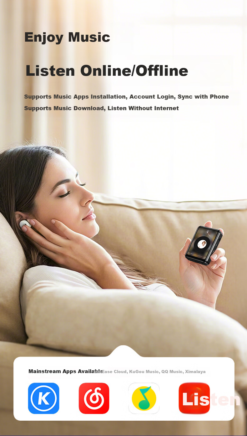 Sheng MP3/MP4 Lossless Music Player Smart WIFI Connected MP5 Internet Bluetooth Student Portable English Learning U3 8G Closed System 5