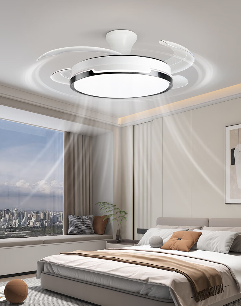 Great Wall LED Invisible Fan Light Ultra-thin Eye Protection Living Room Bedroom Dining Room Ceiling Fan Light Integrated 2026 Zhongshan Fan Light Fixture 14