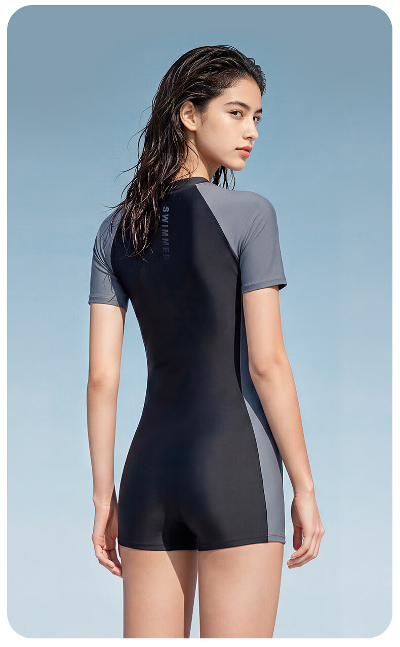 LI-NING Women's Swimsuit 2026 New Youth Middle School Exam One-Piece Square Leg Conservative Swimwear for Older Children 18
