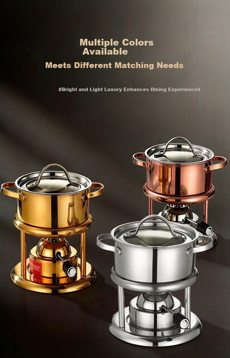 VNASH 304 Stainless Steel Single-Person Small Hot Pot Gas Stove Adjustable Moonlight Silver Glass Hot Pot Cooker 2