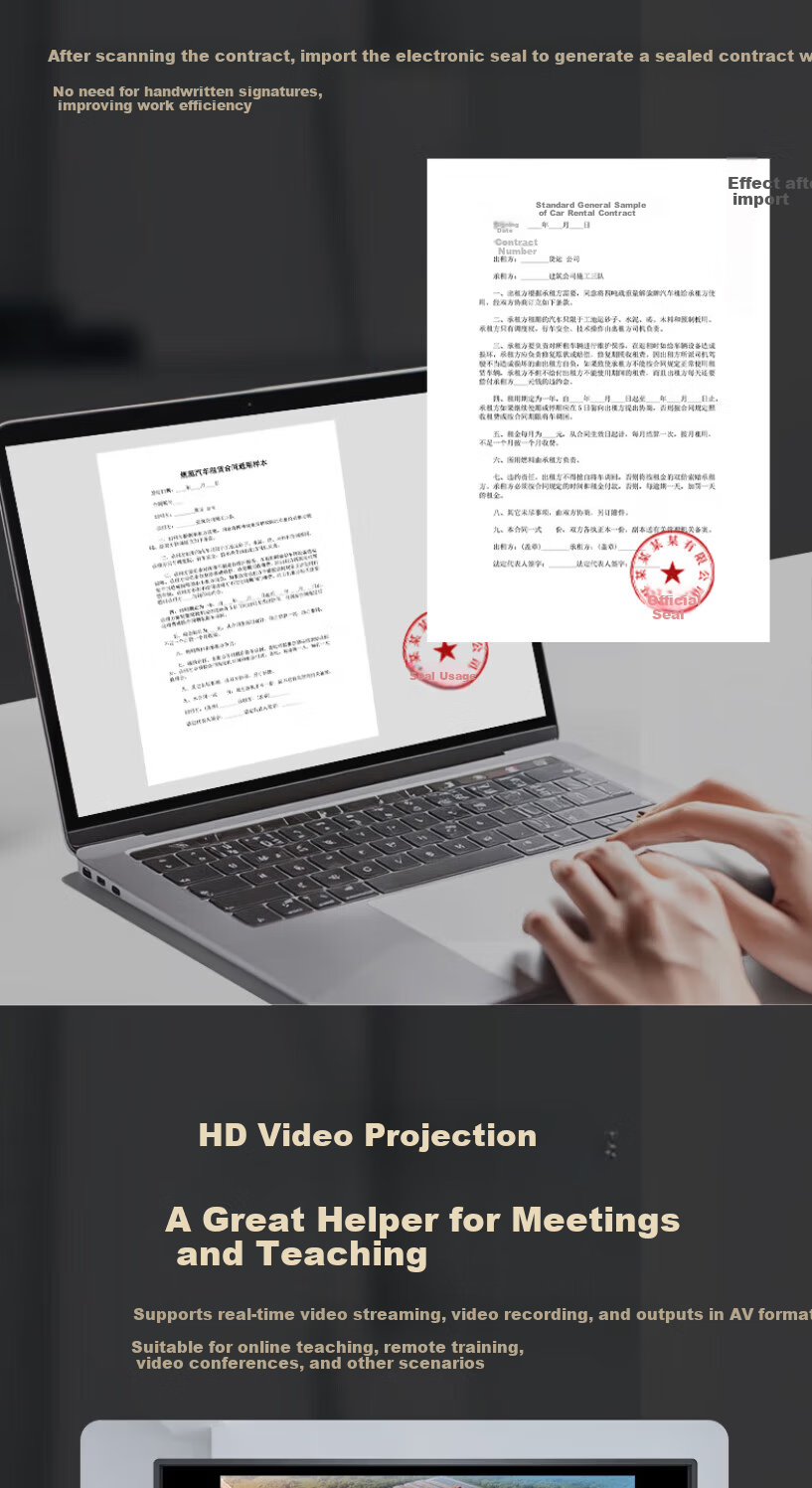 Founder Q1080 High-Speed Scanner 16MP Document Scanner for Business, School, Home Office, A4 Book, Contract, Receipt, PDF/OCR Text Recognition 7