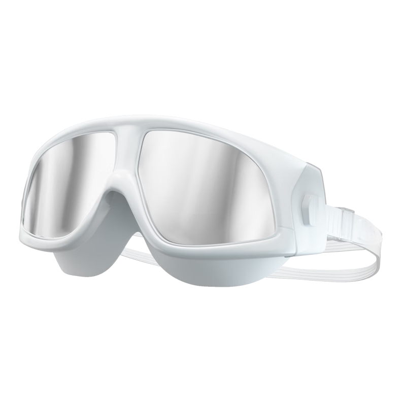 BALNEAIRE Large Frame Myopia Swimming Goggles, High-Definition Anti-Fog Waterproof Protective Eyewear, Professional Swimming Equipment YJ010 All White Coated 300 Degrees