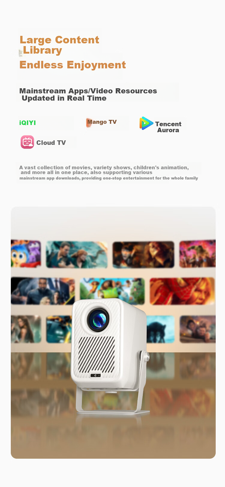 AOC A3 Pro High-Brightness Cloud Platform Projector Home Bedroom Large Screen Home Theater Slim Portable Office Meeting True 1080P Smart Projector (580CVIA) 10
