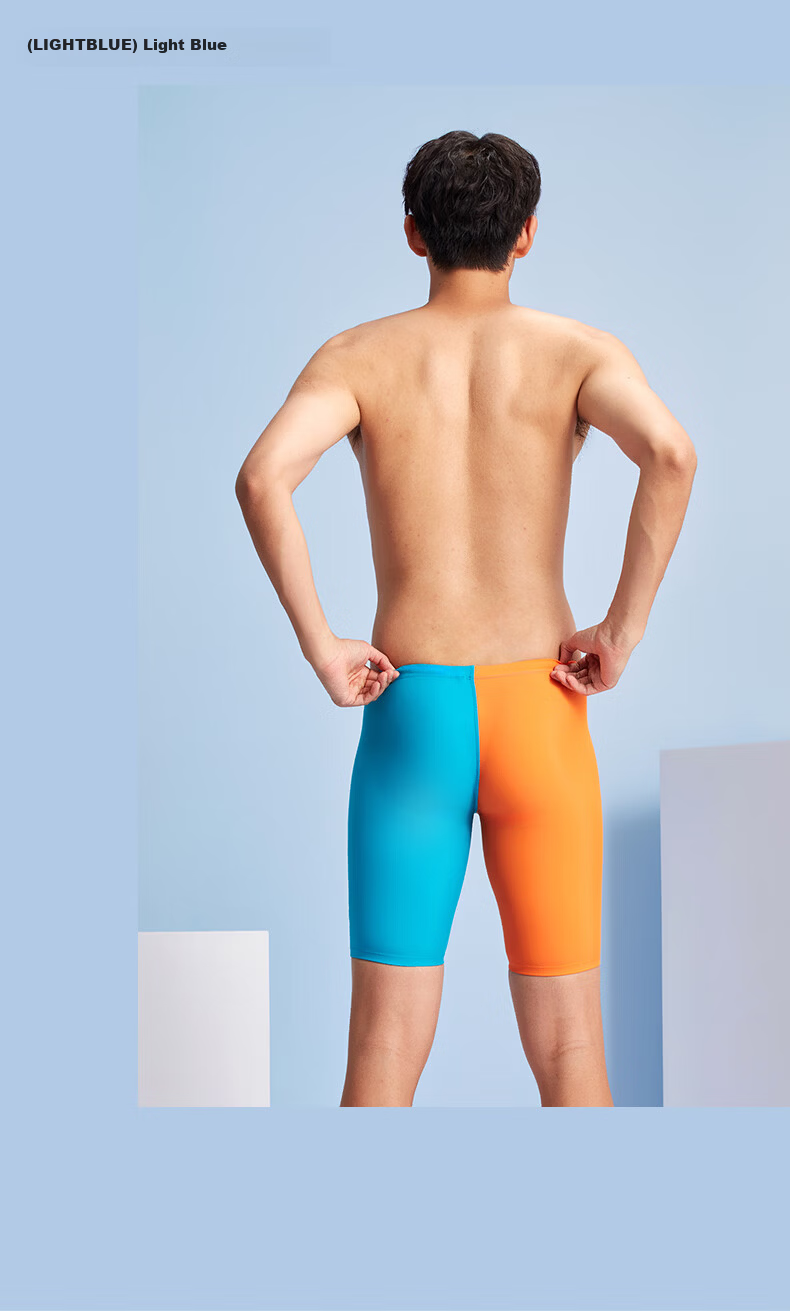 Hosa Men's Quick-Dry Chlorine-Resistant Swim Trunks, 5-Point Racing Professional Training Swimwear, Size M, Purple 17