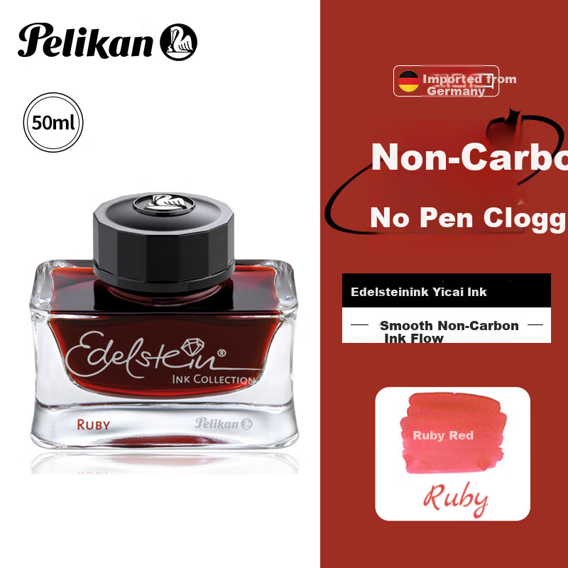 Pelikan Edelstein Ink 50ml Large Bottle Natural Mineral Non-Carbon Ruby Red Fountain Pen Ink