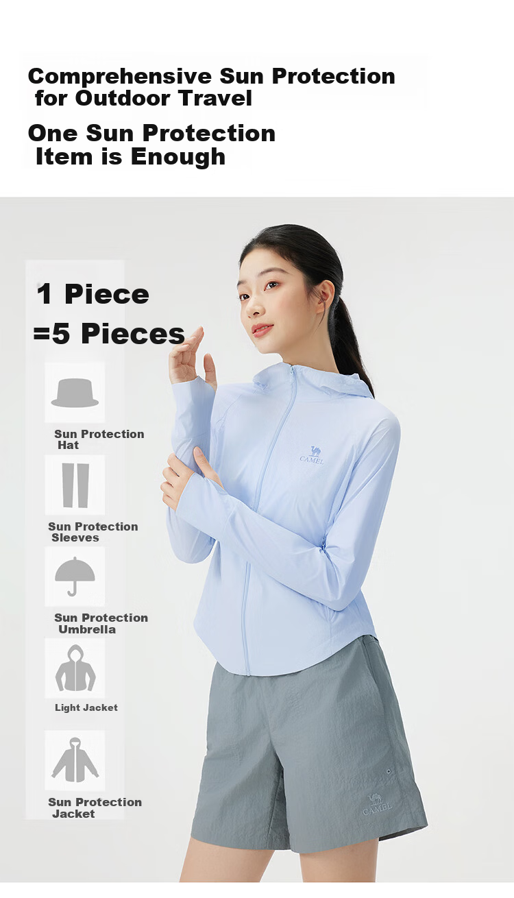 CAMEL Outdoor Original Yarn Sun Protection Jacket 2026 Spring Summer New Women's Slim Breathable Cooling Sun Protection Sports Jacket 5008 9