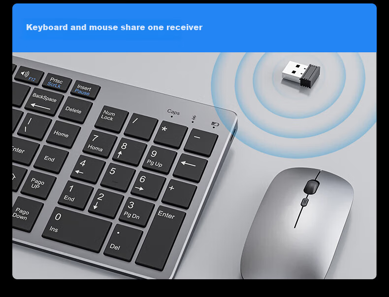 EWEADN Wireless Keyboard and Mouse Set Silent Bluetooth Dual-Mode Laptop Desktop Business Office Typing Portable Ultra-Thin Scissor-Switch 102-Key Rechargeable Keyboard and Mouse Combo 12