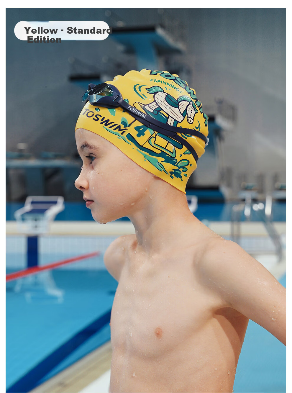 TOSWIM New Year Edition Horse Year Swim Cap Waterproof Professional Racing Swimming Cap for Men, Women, and Kids 10