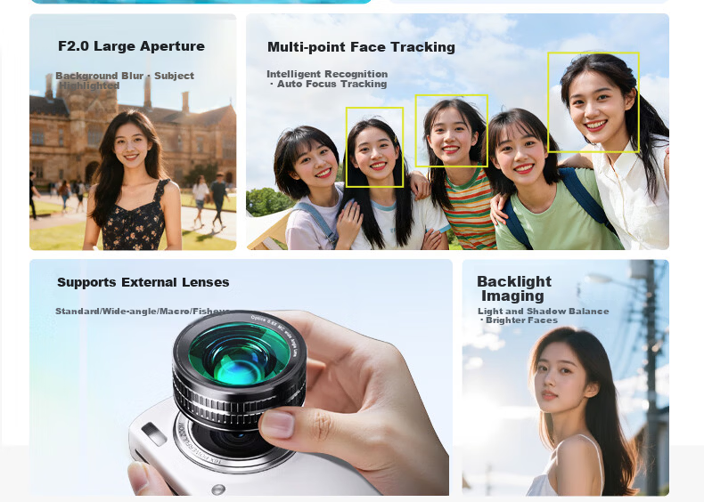 SONGDIAN VE418 Digital Camera HD Large Sensor Vlog Travel Dedicated Full-Color Night Vision Entry-Level CCD Touchscreen Compact Starry Black + 32GB Memory 2