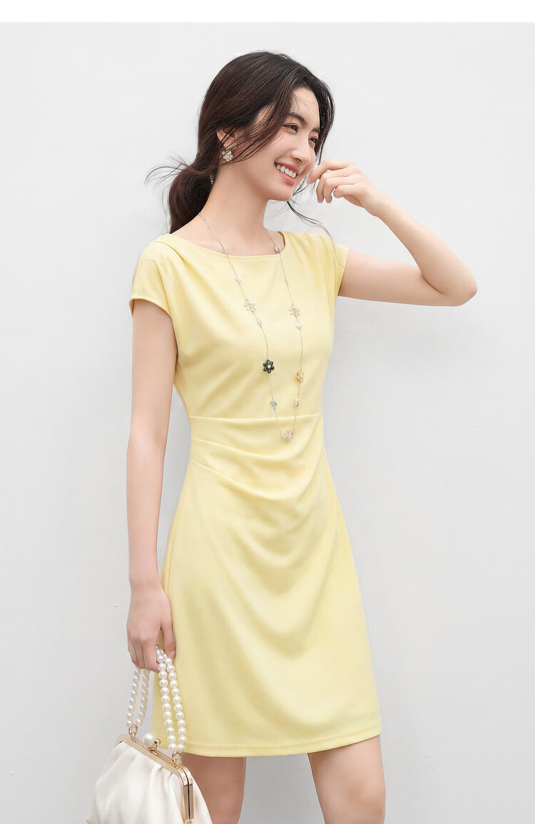 Shangdu Bila Elegant Temperament Short Sleeve Dress Women Spring Summer Off-Shoulder Pleated Slimming A-Line Mid-Length Dress 23