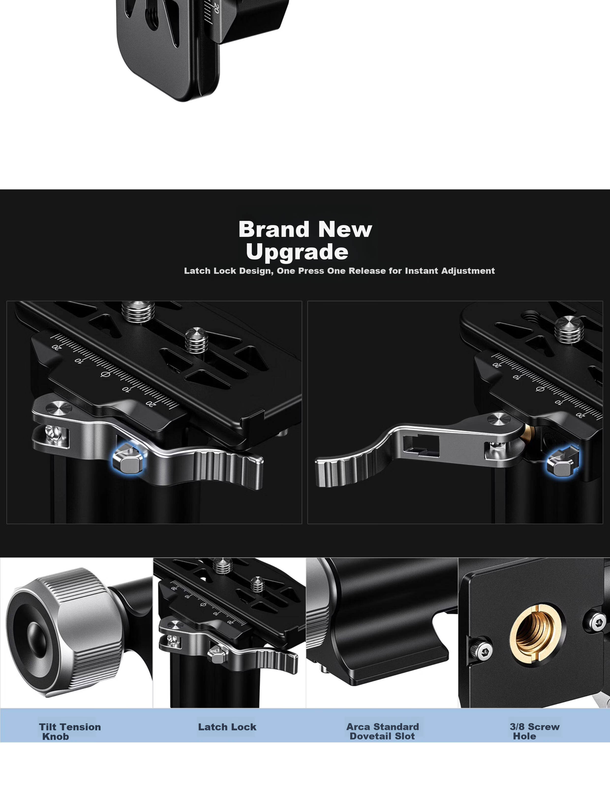 Leofoto MPG-01 Horizontal Monopod Pan-Tilt Quick Release Clamp Adapter for Arca Quick Release Plate Conversion Head Accessory 6