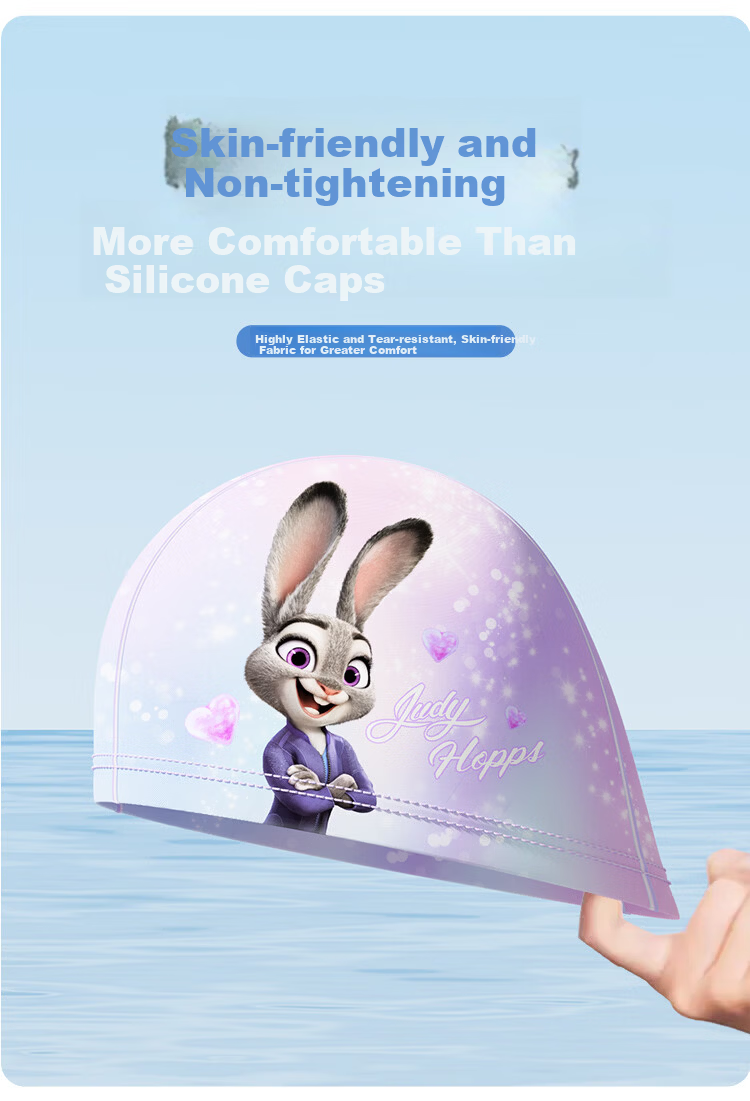 Disney Zootopia Kids Swim Cap Breathable Comfortable Ear-Protective Fabric Swim Cap D76012S Pink Judy 3