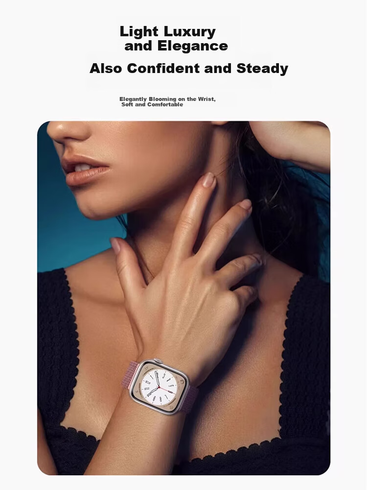 BIAZE Apple Watch Band Compatible with Apple iWatch Ultra2/S9/8/SE/7 Milanese Magnetic Clasp Strap 38/40/41/42mm - BD3 Black 2