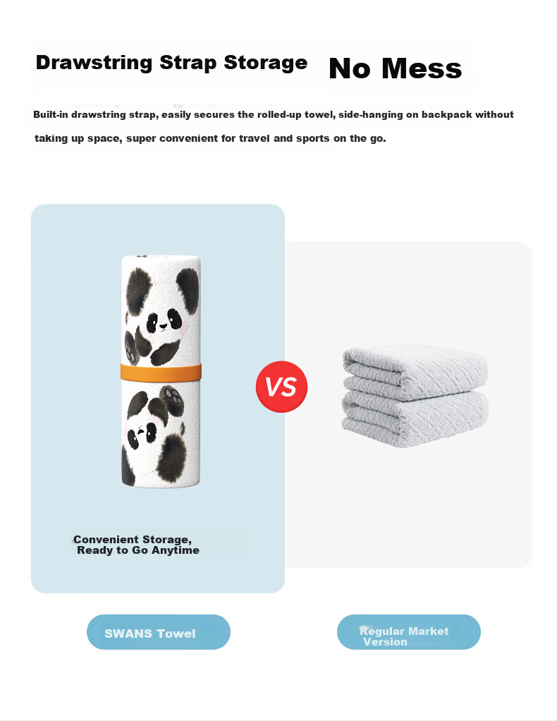 SWANS Quick-Dry Swimming Towel Portable Large Absorbent Bath Towel Unisex Warm Shawl Beach Towel Panda Design 6