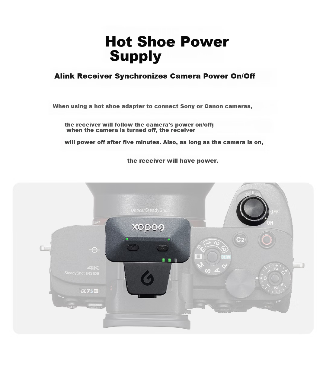 Godox Alink Wireless Microphone Omni-directional Smart Noise Reduction Mic for Video Recording Mobile Phone Camera Computer Universal HSA-C Adapter Canon Version 4